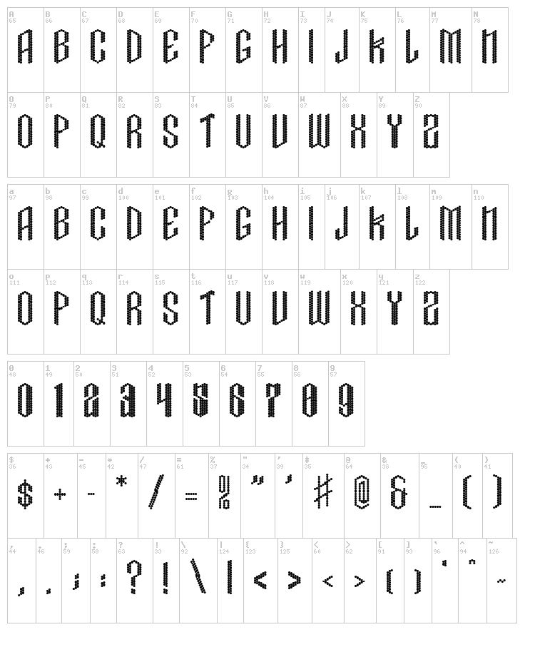 Crissco FP font map